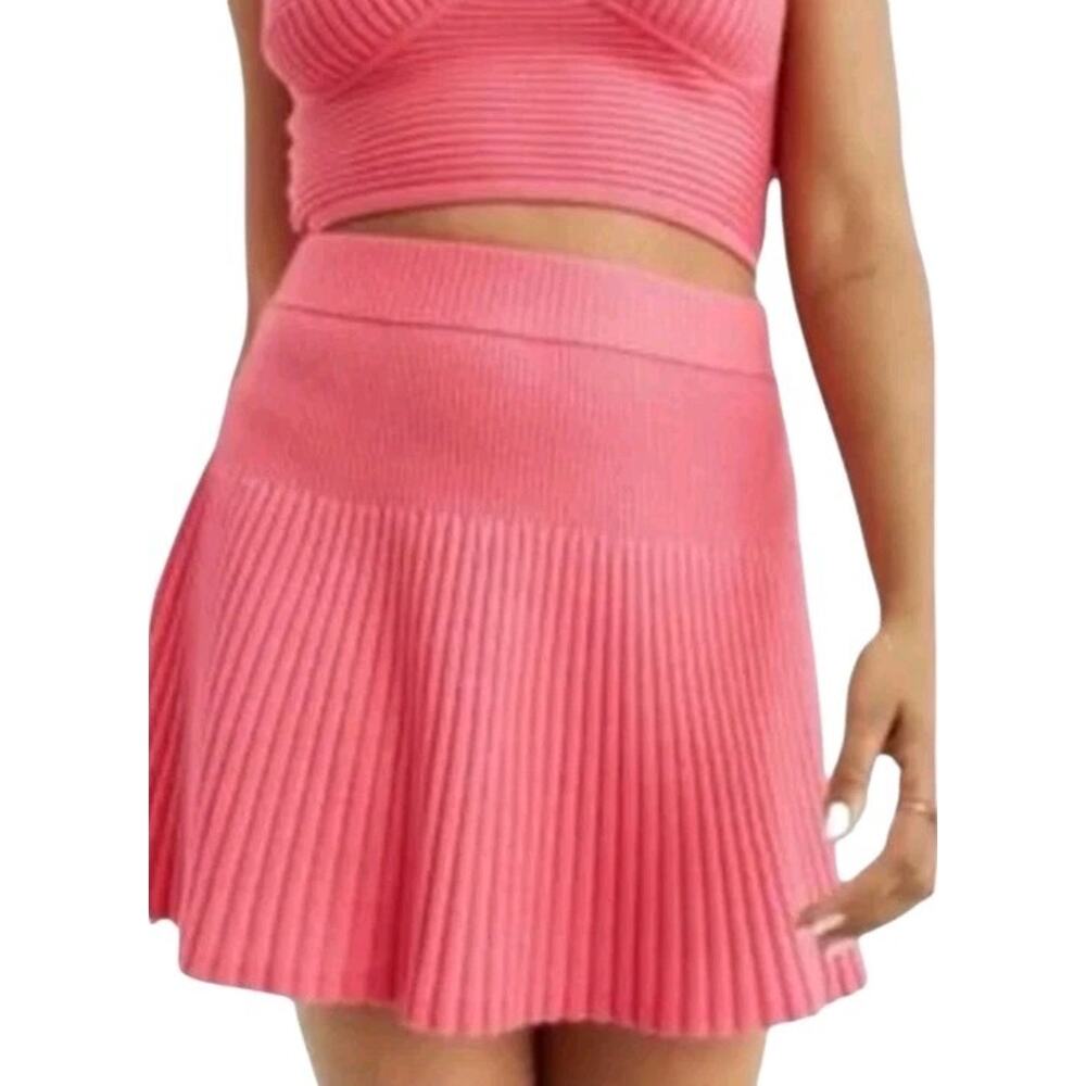 Aerie Take Charge Ribbed Pleated Sweater Skirt Size Large Tennis Preppy Academia
